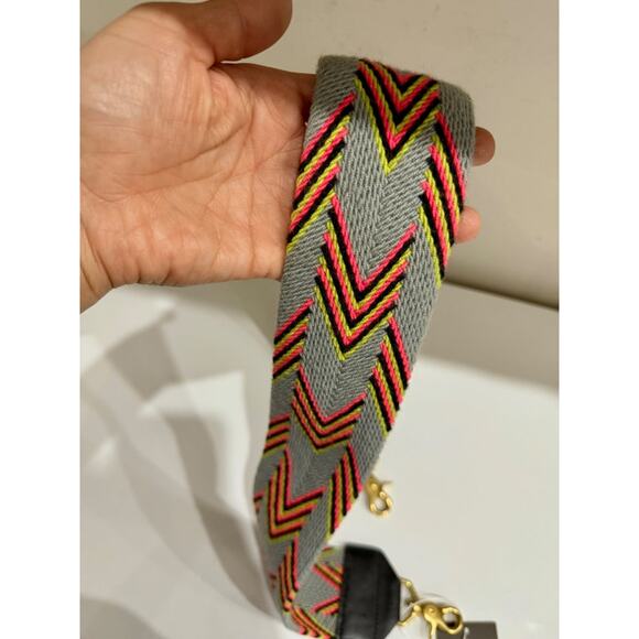 Salt The Classic Handwoven Chevron Striped Bag Strap Gray/Pink/Yellow - Picture 4 of 4